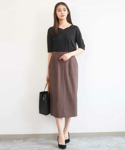 Maison de CINQ / メゾン ドゥ サンク ロング・マキシ丈スカート | 【小さいサイズ】ポケットデザインストレッチタイトスカート/洗濯機で洗える | 詳細5