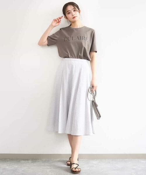 Maison de CINQ / メゾン ドゥ サンク ロング・マキシ丈スカート | 【小さいサイズ】[洗える]シアーチェック柄フレアスカート | 詳細12