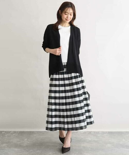 Maison de CINQ / メゾン ドゥ サンク ロング・マキシ丈スカート | 【小さいサイズ】[洗える]シアーチェックストライプ柄リバーシブルスカート | 詳細10