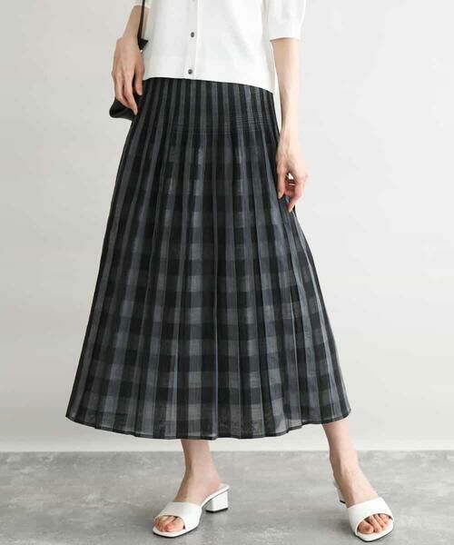 Maison de CINQ / メゾン ドゥ サンク ロング・マキシ丈スカート | 【小さいサイズ】[洗える]シアーチェックストライプ柄リバーシブルスカート | 詳細12