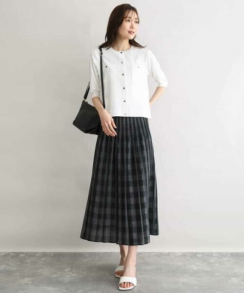 Maison de CINQ / メゾン ドゥ サンク ロング・マキシ丈スカート | 【小さいサイズ】[洗える]シアーチェックストライプ柄リバーシブルスカート | 詳細13