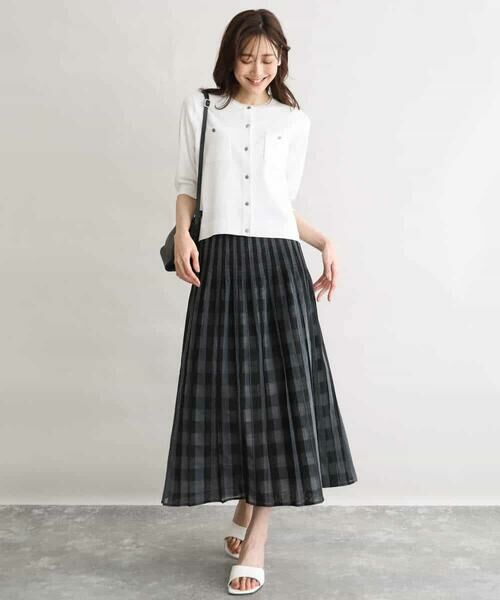 Maison de CINQ / メゾン ドゥ サンク ロング・マキシ丈スカート | 【小さいサイズ】[洗える]シアーチェックストライプ柄リバーシブルスカート | 詳細14