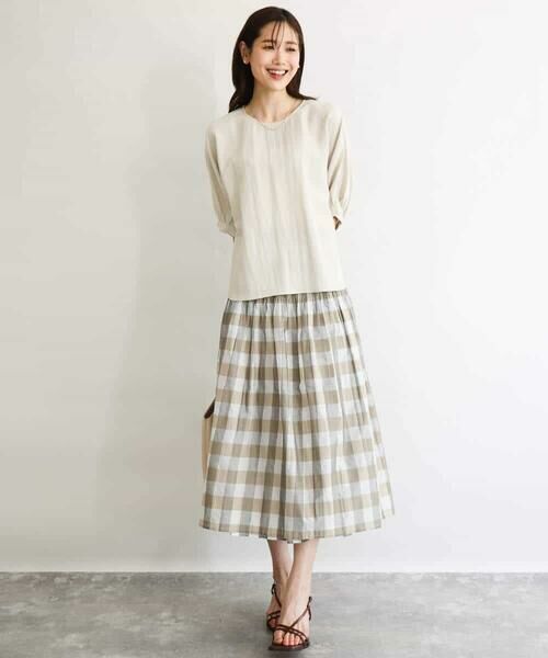 Maison de CINQ / メゾン ドゥ サンク ロング・マキシ丈スカート | 【小さいサイズ】[洗える]シアーチェックストライプ柄リバーシブルスカート | 詳細16