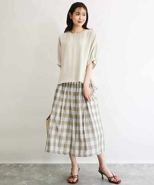 Maison de CINQ / メゾン ドゥ サンク ロング・マキシ丈スカート | 【小さいサイズ】[洗える]シアーチェックストライプ柄リバーシブルスカート | 詳細18