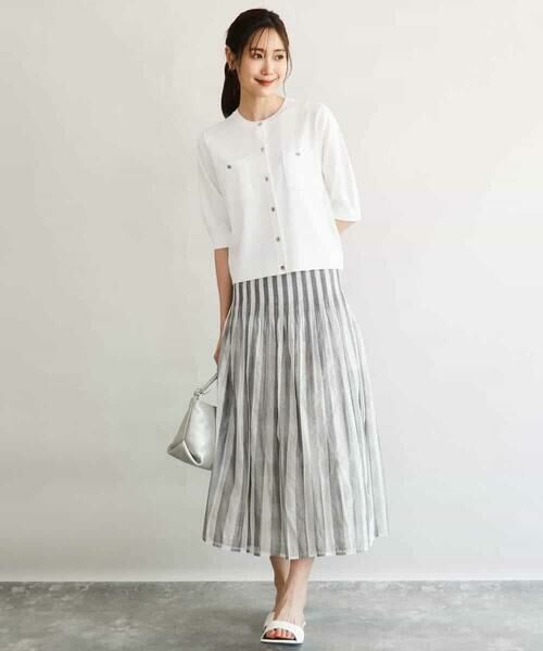 Maison de CINQ / メゾン ドゥ サンク ロング・マキシ丈スカート | 【小さいサイズ】[洗える]シアーチェックストライプ柄リバーシブルスカート | 詳細21