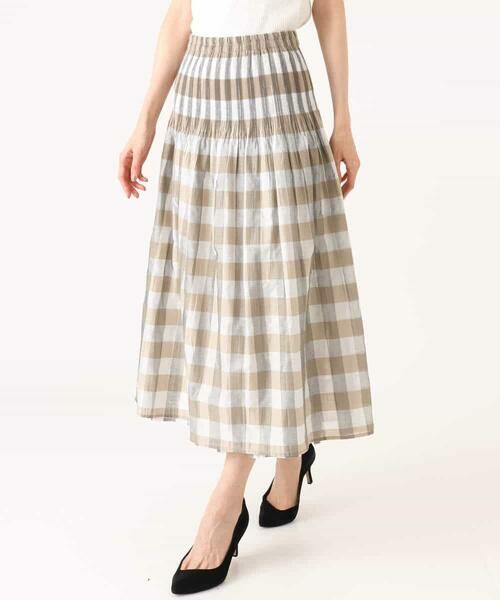 Maison de CINQ / メゾン ドゥ サンク ロング・マキシ丈スカート | 【小さいサイズ】[洗える]シアーチェックストライプ柄リバーシブルスカート | 詳細23