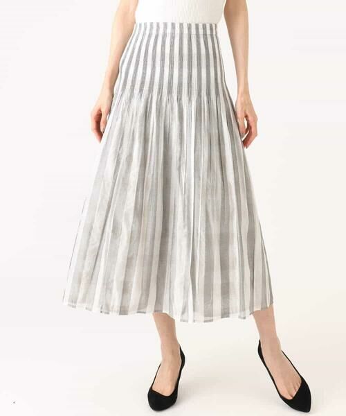 Maison de CINQ / メゾン ドゥ サンク ロング・マキシ丈スカート | 【小さいサイズ】[洗える]シアーチェックストライプ柄リバーシブルスカート | 詳細29