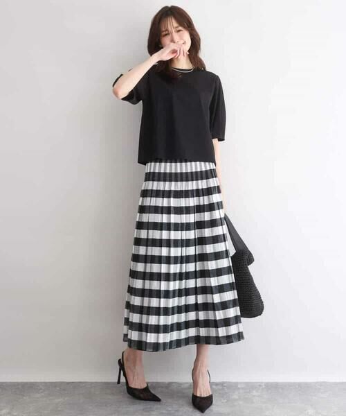 Maison de CINQ / メゾン ドゥ サンク ロング・マキシ丈スカート | 【小さいサイズ】[洗える]シアーチェックストライプ柄リバーシブルスカート | 詳細3