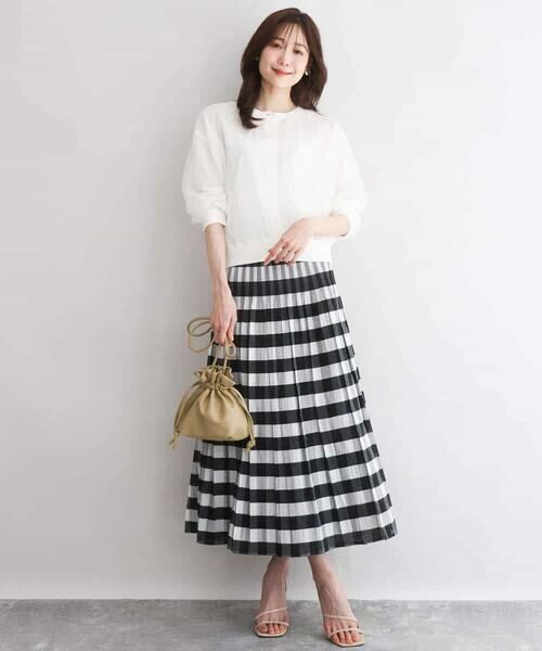 Maison de CINQ / メゾン ドゥ サンク ロング・マキシ丈スカート | 【小さいサイズ】[洗える]シアーチェックストライプ柄リバーシブルスカート | 詳細4