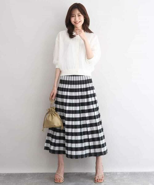 Maison de CINQ / メゾン ドゥ サンク ロング・マキシ丈スカート | 【小さいサイズ】[洗える]シアーチェックストライプ柄リバーシブルスカート | 詳細6