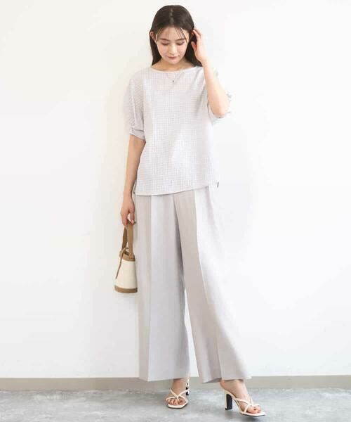 Maison de CINQ / メゾン ドゥ サンク チノ・ワークパンツ | 【小さいサイズ】[UVカット/接触冷感/速乾/洗える]バイオヴィンテージツイル ワイドストレートパンツ | 詳細13