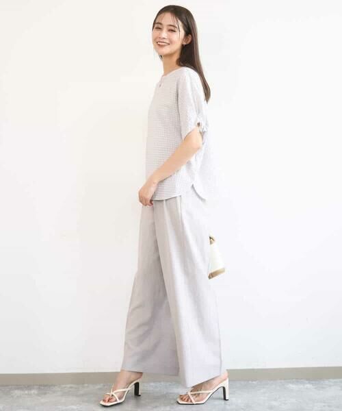 Maison de CINQ / メゾン ドゥ サンク チノ・ワークパンツ | 【小さいサイズ】[UVカット/接触冷感/速乾/洗える]バイオヴィンテージツイル ワイドストレートパンツ | 詳細15