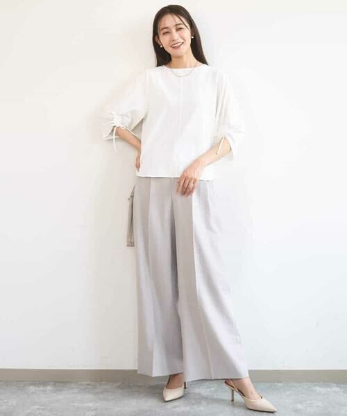 Maison de CINQ / メゾン ドゥ サンク チノ・ワークパンツ | 【小さいサイズ】[UVカット/接触冷感/速乾/洗える]バイオヴィンテージツイル ワイドストレートパンツ | 詳細17