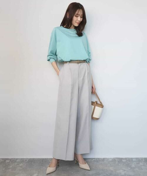 Maison de CINQ / メゾン ドゥ サンク チノ・ワークパンツ | 【小さいサイズ】[UVカット/接触冷感/速乾/洗える]バイオヴィンテージツイル ワイドストレートパンツ | 詳細25