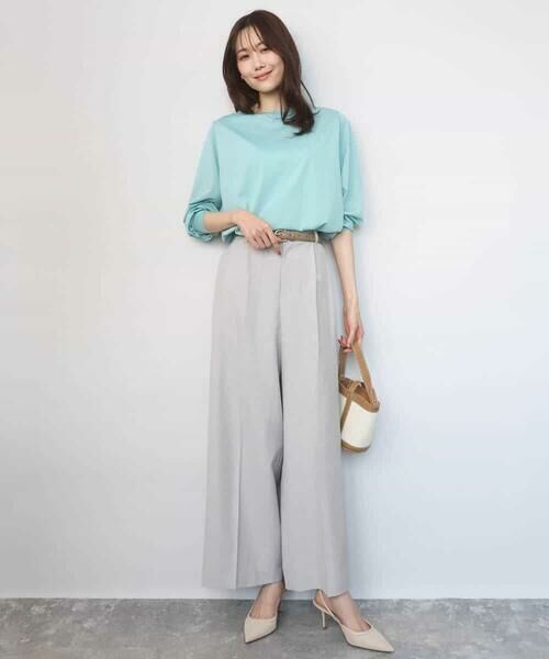 Maison de CINQ / メゾン ドゥ サンク チノ・ワークパンツ | 【小さいサイズ】[UVカット/接触冷感/速乾/洗える]バイオヴィンテージツイル ワイドストレートパンツ | 詳細27