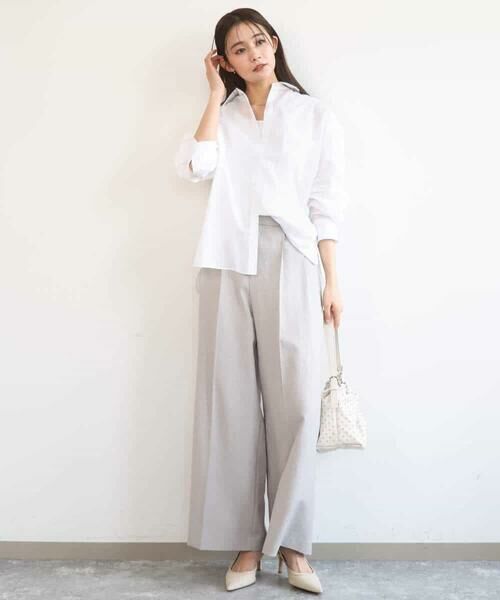 Maison de CINQ / メゾン ドゥ サンク チノ・ワークパンツ | 【小さいサイズ】[UVカット/接触冷感/速乾/洗える]バイオヴィンテージツイル ワイドストレートパンツ | 詳細8