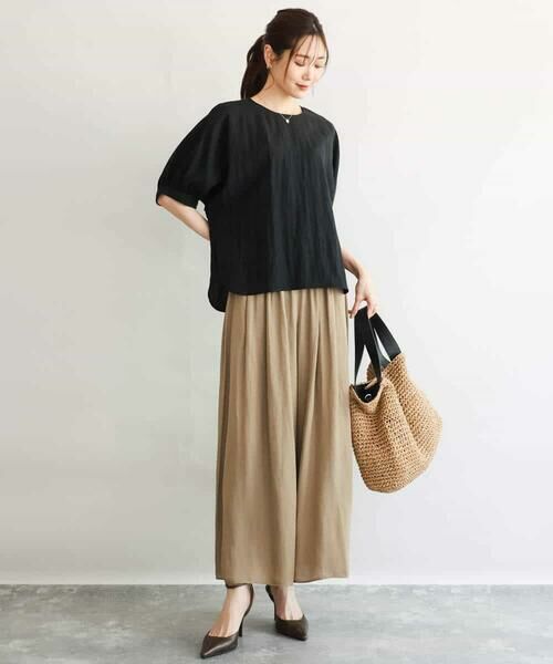 Maison de CINQ / メゾン ドゥ サンク その他パンツ | 【小さいサイズ】[UVカット/接触冷感/洗える]サテンワイドパンツ | 詳細6