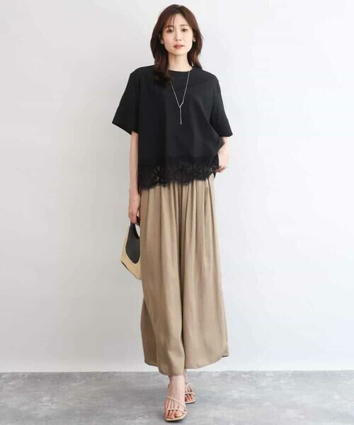 Maison de CINQ / メゾン ドゥ サンク その他パンツ | 【小さいサイズ】[UVカット/接触冷感/洗える]サテンワイドパンツ | 詳細8