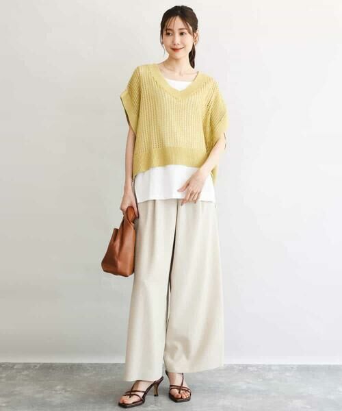 Maison de CINQ / メゾン ドゥ サンク チノ・ワークパンツ | 【小さいサイズ】[UVカット/防シワ/抗ピリング/洗濯機で洗える]ピンストライプ柄プルオンワイドパンツ | 詳細11