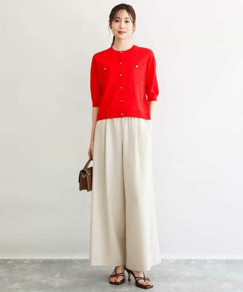 Maison de CINQ / メゾン ドゥ サンク チノ・ワークパンツ | 【小さいサイズ】[UVカット/防シワ/抗ピリング/洗濯機で洗える]ピンストライプ柄プルオンワイドパンツ | 詳細19