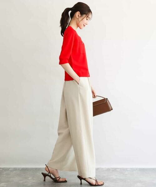 Maison de CINQ / メゾン ドゥ サンク チノ・ワークパンツ | 【小さいサイズ】[UVカット/防シワ/抗ピリング/洗濯機で洗える]ピンストライプ柄プルオンワイドパンツ | 詳細21