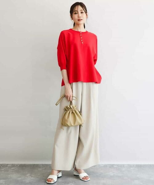 Maison de CINQ / メゾン ドゥ サンク チノ・ワークパンツ | 【小さいサイズ】[UVカット/防シワ/抗ピリング/洗濯機で洗える]ピンストライプ柄プルオンワイドパンツ | 詳細9