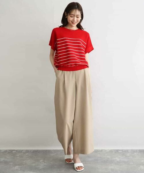 Maison de CINQ / メゾン ドゥ サンク チノ・ワークパンツ | 【小さいサイズ】[洗える]リネンライクストレッチ ストレートワイドパンツ | 詳細22