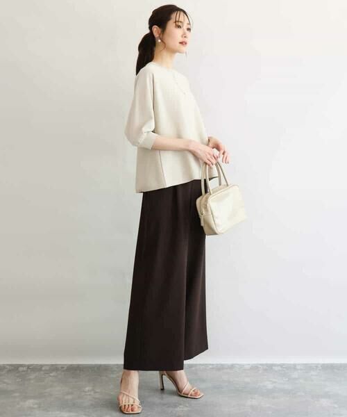 Maison de CINQ / メゾン ドゥ サンク チノ・ワークパンツ | 【小さいサイズ】[洗える]リネンライクストレッチ ストレートワイドパンツ | 詳細3