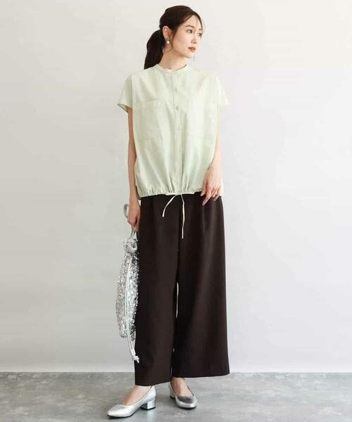 Maison de CINQ / メゾン ドゥ サンク チノ・ワークパンツ | 【小さいサイズ】[洗える]リネンライクストレッチ ストレートワイドパンツ | 詳細6