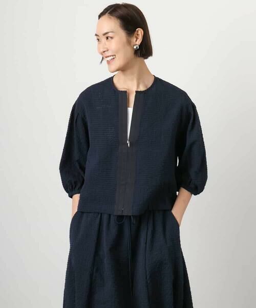 Maison de CINQ / メゾン ドゥ サンク シャツ・ブラウス | [小さいサイズ][セットアップ対応]ワッフルノーカラーブルゾン | 詳細13