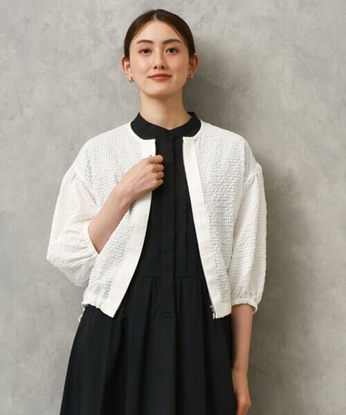 Maison de CINQ / メゾン ドゥ サンク シャツ・ブラウス | [小さいサイズ][セットアップ対応]ワッフルノーカラーブルゾン | 詳細2