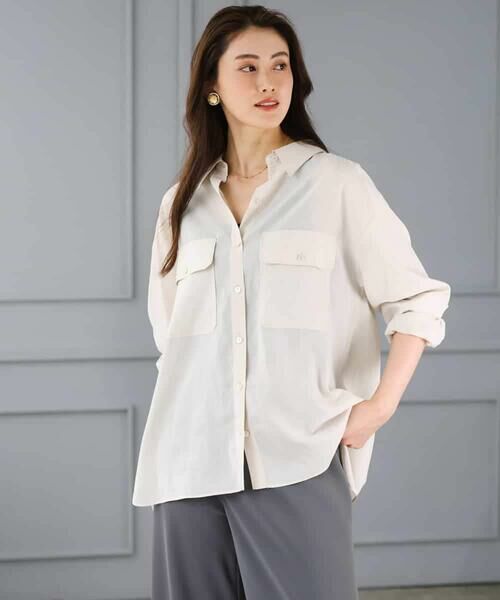 Maison de CINQ / メゾン ドゥ サンク シャツ・ブラウス | [小さいサイズ]シアーツイルオーバーシャツ（オフホワイト）