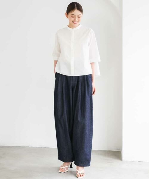 Maison de CINQ / メゾン ドゥ サンク シャツ・ブラウス | [小さいサイズ]バンドカラーテントラインシャツ | 詳細10