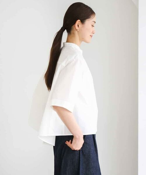 Maison de CINQ / メゾン ドゥ サンク シャツ・ブラウス | [小さいサイズ]バンドカラーテントラインシャツ | 詳細7