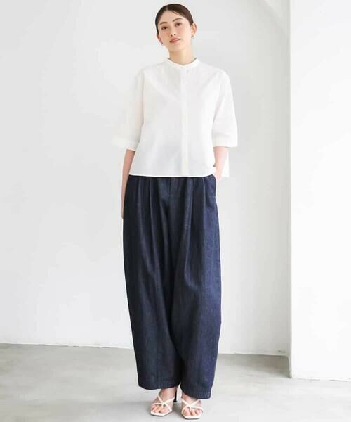 Maison de CINQ / メゾン ドゥ サンク シャツ・ブラウス | [小さいサイズ]バンドカラーテントラインシャツ | 詳細9