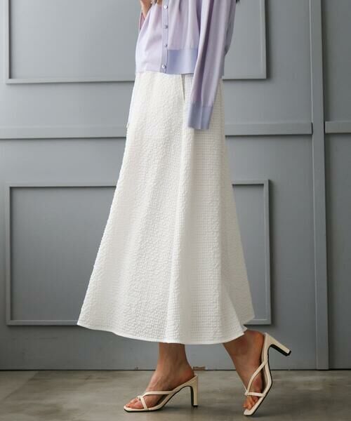 Maison de CINQ / メゾン ドゥ サンク ロング・マキシ丈スカート | [小さいサイズ][セットアップ対応/リラックスボトム]ワッフルギャザースカート | 詳細1