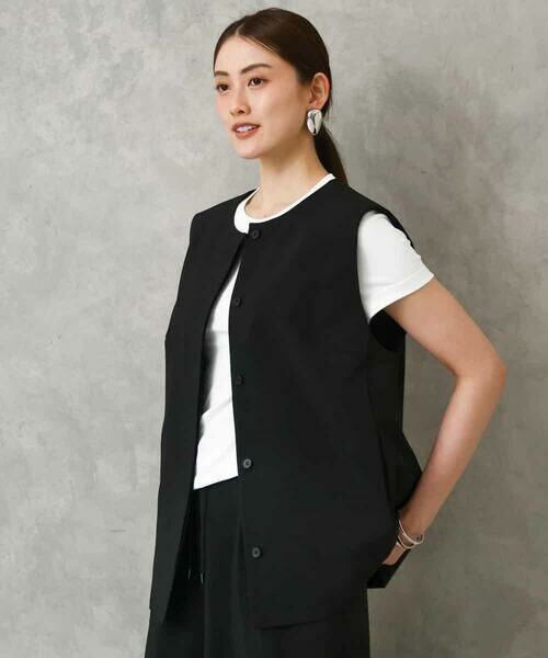 Maison de CINQ / メゾン ドゥ サンク ベスト | [小さいサイズ][セットアップ対応]ノーカラージレ | 詳細1