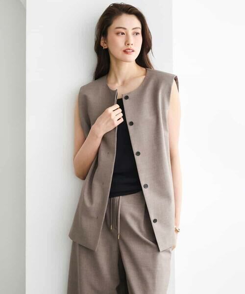 Maison de CINQ / メゾン ドゥ サンク ベスト | [小さいサイズ][セットアップ対応]ノーカラージレ | 詳細17
