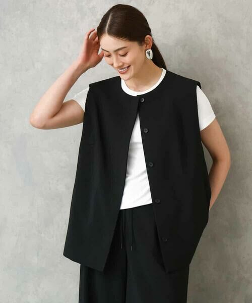 Maison de CINQ / メゾン ドゥ サンク ベスト | [小さいサイズ][セットアップ対応]ノーカラージレ | 詳細2