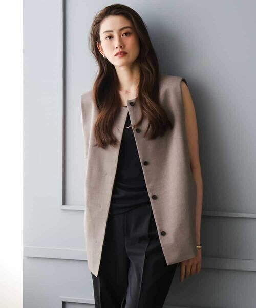 Maison de CINQ / メゾン ドゥ サンク ベスト | [小さいサイズ][セットアップ対応]ノーカラージレ | 詳細22