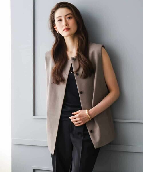 Maison de CINQ / メゾン ドゥ サンク ベスト | [小さいサイズ][セットアップ対応]ノーカラージレ | 詳細24