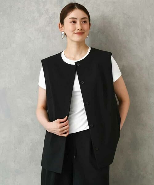 Maison de CINQ / メゾン ドゥ サンク ベスト | [小さいサイズ][セットアップ対応]ノーカラージレ（ブラック）
