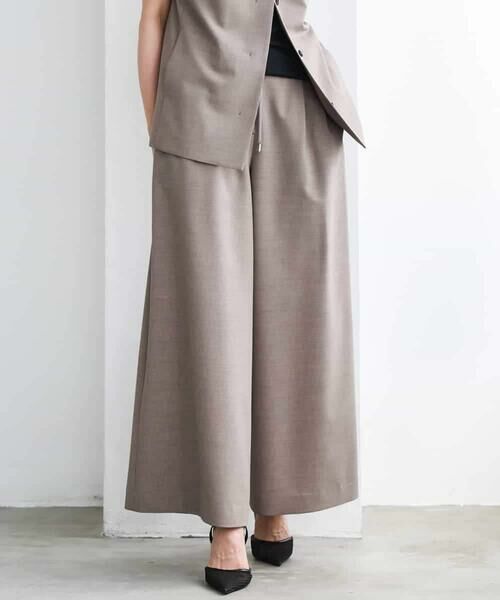 Maison de CINQ / メゾン ドゥ サンク その他パンツ | [小さいサイズ][セットアップ対応/リラックスボトム]ドローストリングワイドパンツ（ブラウン）