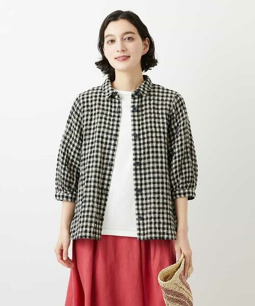 Maison de CINQ / メゾン ドゥ サンク シャツ・ブラウス | [セットアップ対応]リネンコットンギンガムチェックブラウス | 詳細2