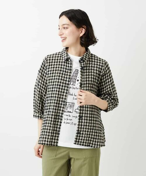 Maison de CINQ / メゾン ドゥ サンク シャツ・ブラウス | [セットアップ対応]リネンコットンギンガムチェックブラウス | 詳細3