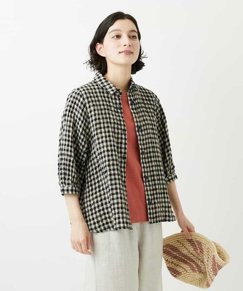 Maison de CINQ / メゾン ドゥ サンク シャツ・ブラウス | [セットアップ対応]リネンコットンギンガムチェックブラウス | 詳細4