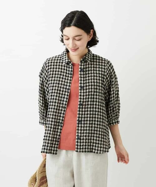 Maison de CINQ / メゾン ドゥ サンク シャツ・ブラウス | [セットアップ対応]リネンコットンギンガムチェックブラウス | 詳細5