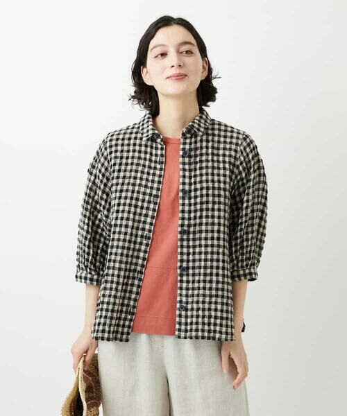 Maison de CINQ / メゾン ドゥ サンク シャツ・ブラウス | [セットアップ対応]リネンコットンギンガムチェックブラウス | 詳細6