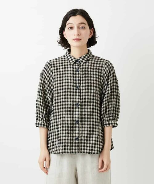 Maison de CINQ / メゾン ドゥ サンク シャツ・ブラウス | [セットアップ対応]リネンコットンギンガムチェックブラウス | 詳細8