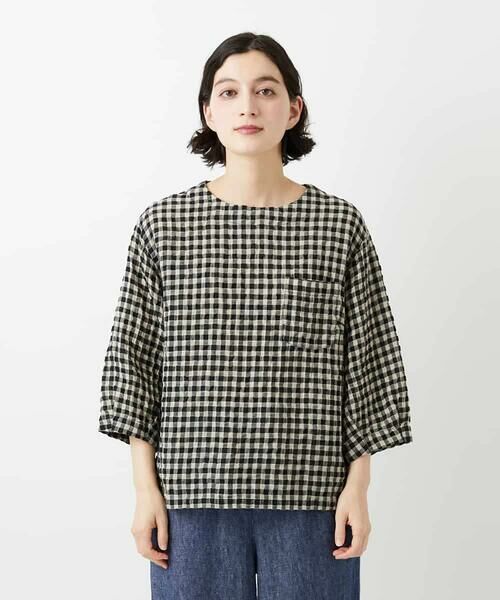 Maison de CINQ / メゾン ドゥ サンク シャツ・ブラウス | [セットアップ対応]リネンコットンギンガムチェックブラウス | 詳細1